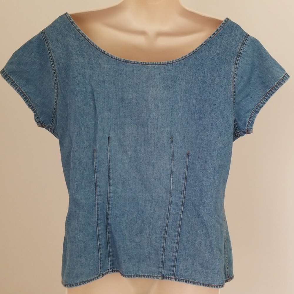 NY Line Denim Blue Jean Tank Top 100% Cotton - Picture 5 of 7